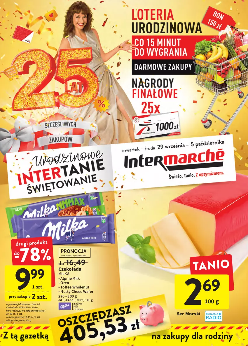 Gazetka promocyjna Intermarche - Gazetka Intermarche - ważna 29.09 do 05.10.2022 - strona 1 - produkty: Czekolada, Milka, Oreo, Ser