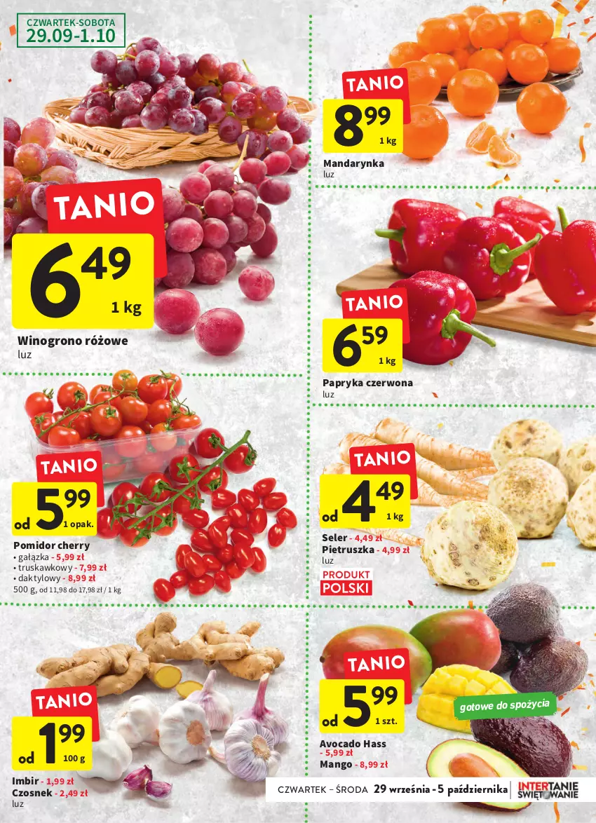 Gazetka promocyjna Intermarche - Gazetka Intermarche - ważna 29.09 do 05.10.2022 - strona 13 - produkty: Avocado, Czosnek, Imbir, Mango, Papryka, Papryka czerwona, Pietruszka, Wino