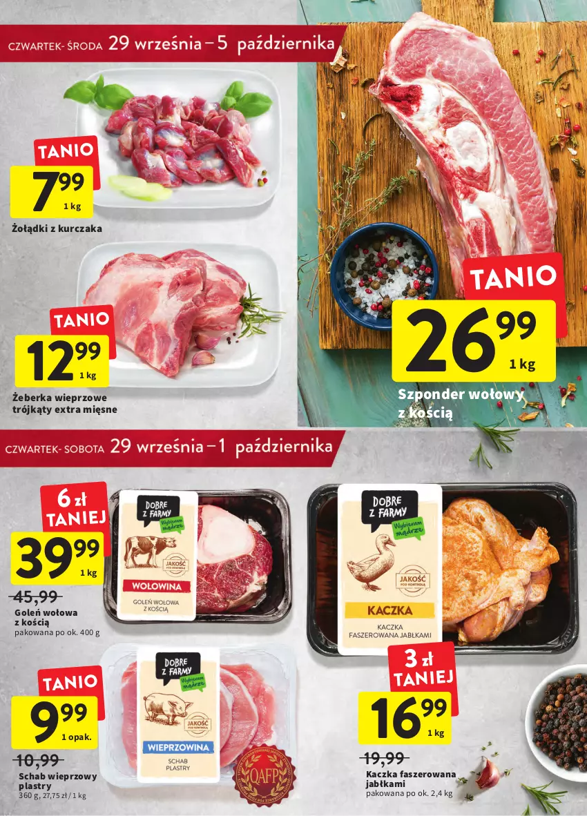 Gazetka promocyjna Intermarche - Gazetka Intermarche - ważna 29.09 do 05.10.2022 - strona 17 - produkty: Fa, Jabłka, Kaczka, Kaczka faszerowana, Kurczak, Schab wieprzowy, Szponder wołowy