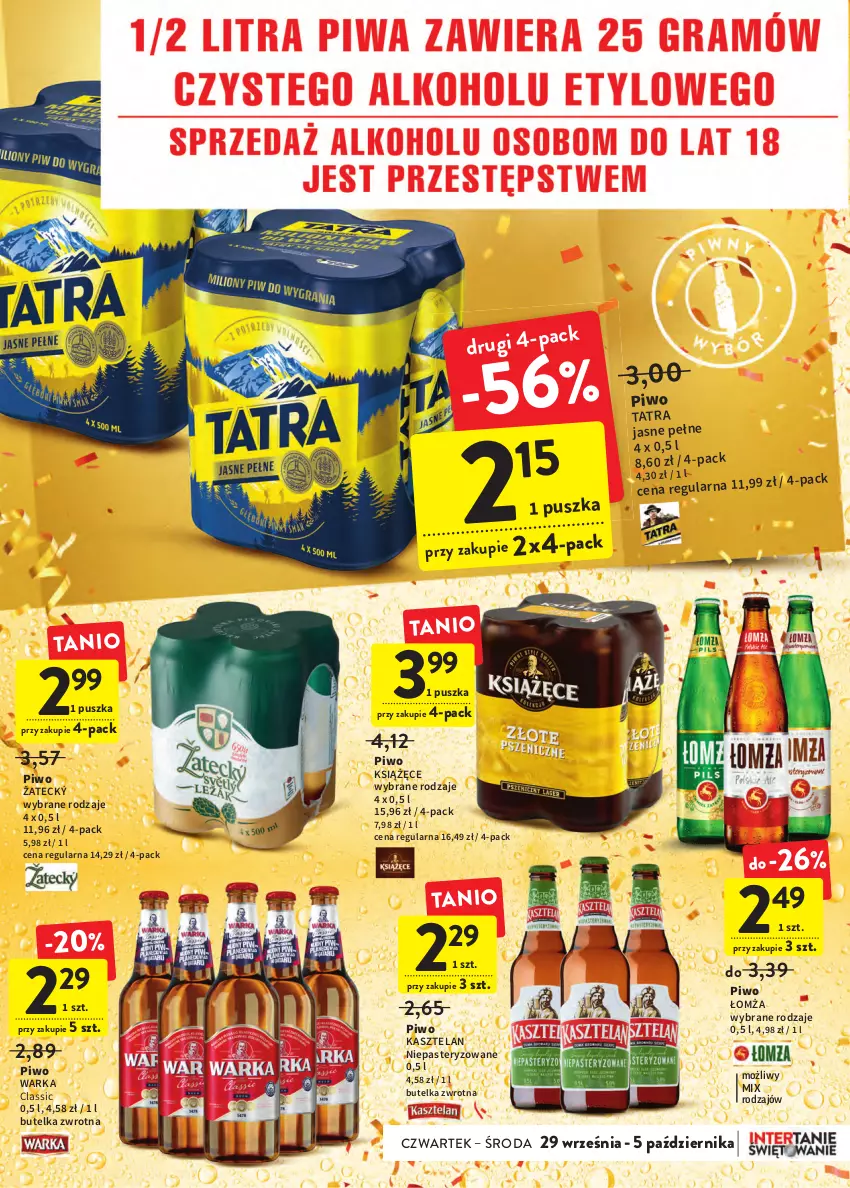 Gazetka promocyjna Intermarche - Gazetka Intermarche - ważna 29.09 do 05.10.2022 - strona 33 - produkty: Kasztelan, Książęce, Piwo, Warka