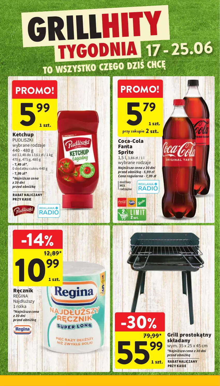 Gazetka promocyjna Intermarche - Gazetka Intermarche - ważna 17.06 do 25.06.2025 - strona 10 - produkty: Coca-Cola, Fa, Fanta, Gin, Grill, Ketchup, Pudliszki, Ręcznik, Sprite