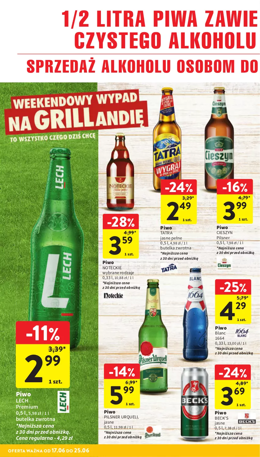 Gazetka promocyjna Intermarche - Gazetka Intermarche - ważna 17.06 do 25.06.2025 - strona 20 - produkty: Lech Premium, Pilsner Urquell, Piwa, Piwo, Tatra