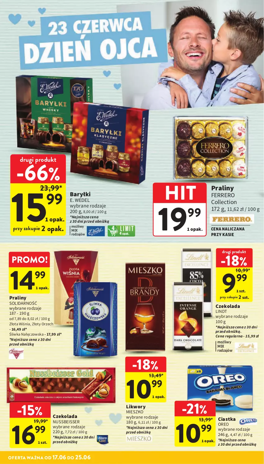 Gazetka promocyjna Intermarche - Gazetka Intermarche - ważna 17.06 do 25.06.2025 - strona 24 - produkty: Baryłki, Ciastka, Czekolada, E. Wedel, Ferrero, Lindt, Oreo, Praliny, Ser