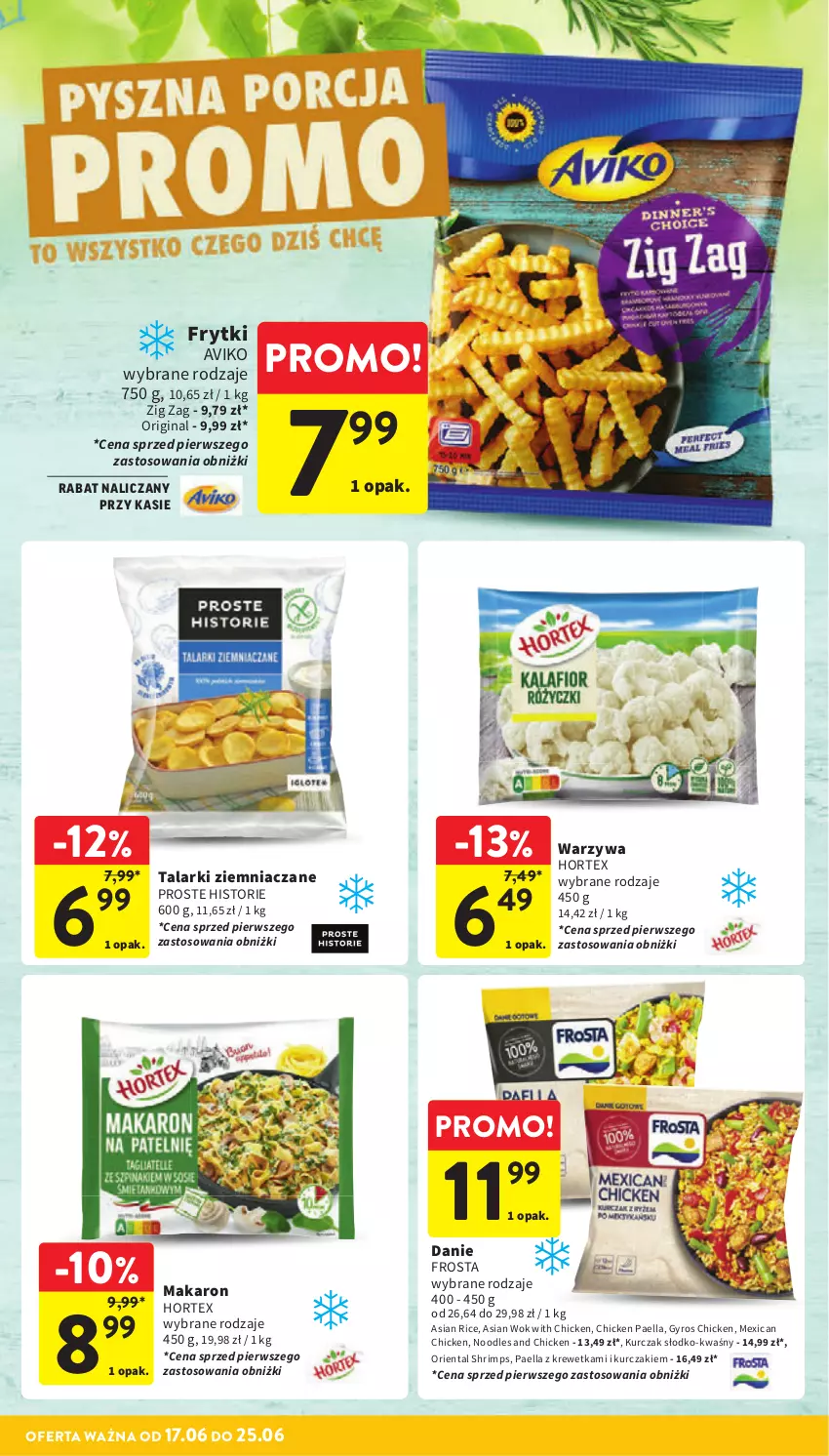 Gazetka promocyjna Intermarche - Gazetka Intermarche - ważna 17.06 do 25.06.2025 - strona 28 - produkty: Frosta, Frytki, Gin, Gyros, Hortex, Kurczak, Makaron, Warzywa