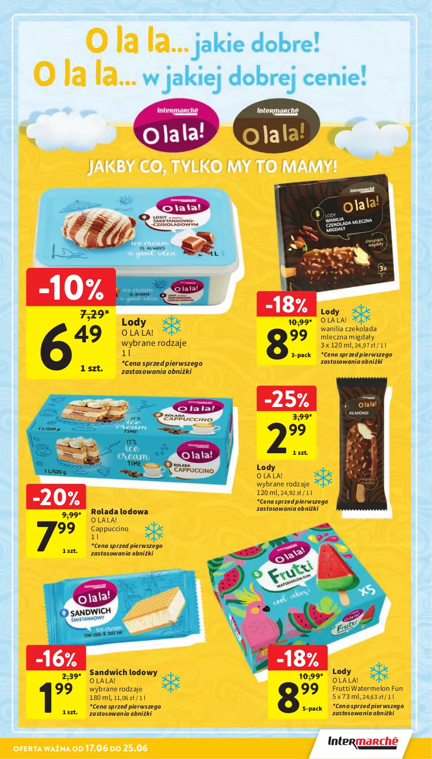 Gazetka promocyjna Intermarche - Gazetka Intermarche - ważna 17.06 do 25.06.2025 - strona 33 - produkty: Cappuccino, Czekolada, Czekolada mleczna, Lody, Melon, Migdały, Rolada