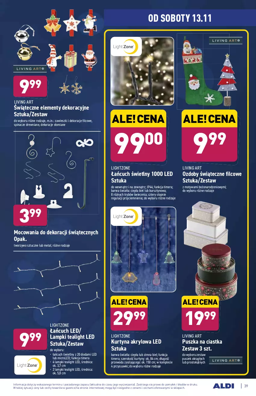 Gazetka promocyjna Aldi - ważna 08.11 do 13.11.2021 - strona 39 - produkty: Bursztyn, Ciastka, Kurtyna akrylowa, Ozdoby świąteczne, Top, Zawieszki