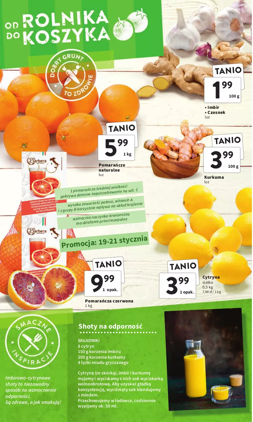 Gazetka promocyjna Intermarche - Gazetka Intermarche - ważna 19.01 do 25.01.2023 - strona 12 - produkty: Czosnek, Gry, Imbir, Kurkuma, Pomarańcze, Por, Siatka, Sok