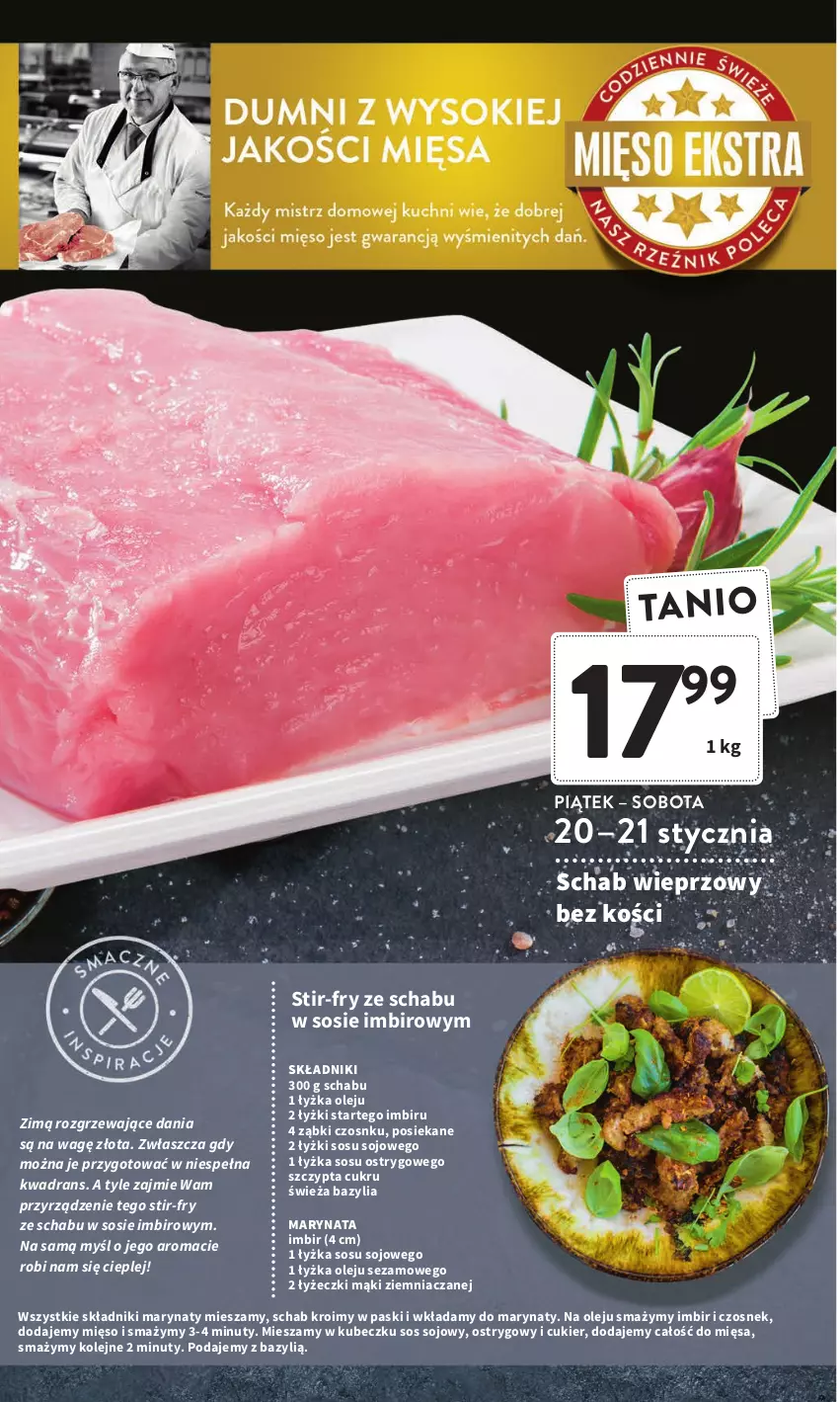 Gazetka promocyjna Intermarche - Gazetka Intermarche - ważna 19.01 do 25.01.2023 - strona 14 - produkty: Bazyl, Bazylia, Cukier, Czosnek, Imbir, Mięso, Nuty, Olej, Schab wieprzowy, Sezam, Sos, Sos sojowy