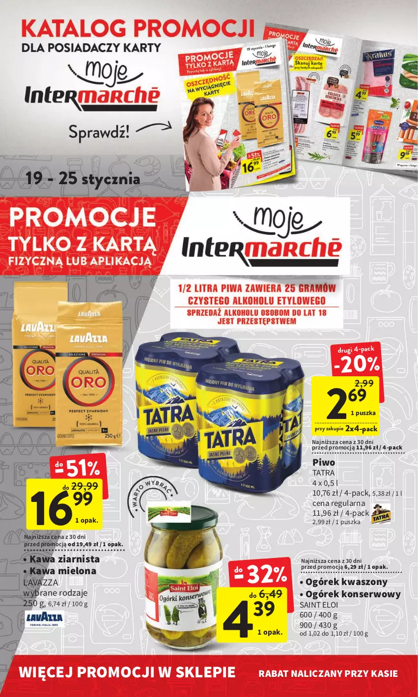 Gazetka promocyjna Intermarche - Gazetka Intermarche - ważna 19.01 do 25.01.2023 - strona 25 - produkty: Kawa, Kawa mielona, Kawa ziarnista, Lavazza, Ogórek, Piwo, Ser, Tatra