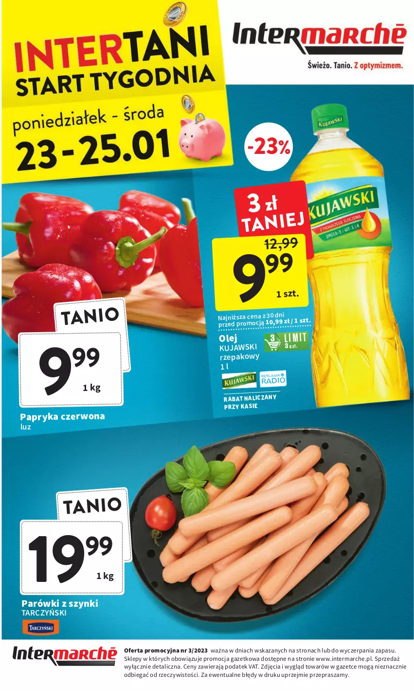 Gazetka promocyjna Intermarche - Gazetka Intermarche - ważna 19.01 do 25.01.2023 - strona 40 - produkty: Kujawski, Olej, Papryka, Papryka czerwona, Parówki, Parówki z szynki, Tarczyński