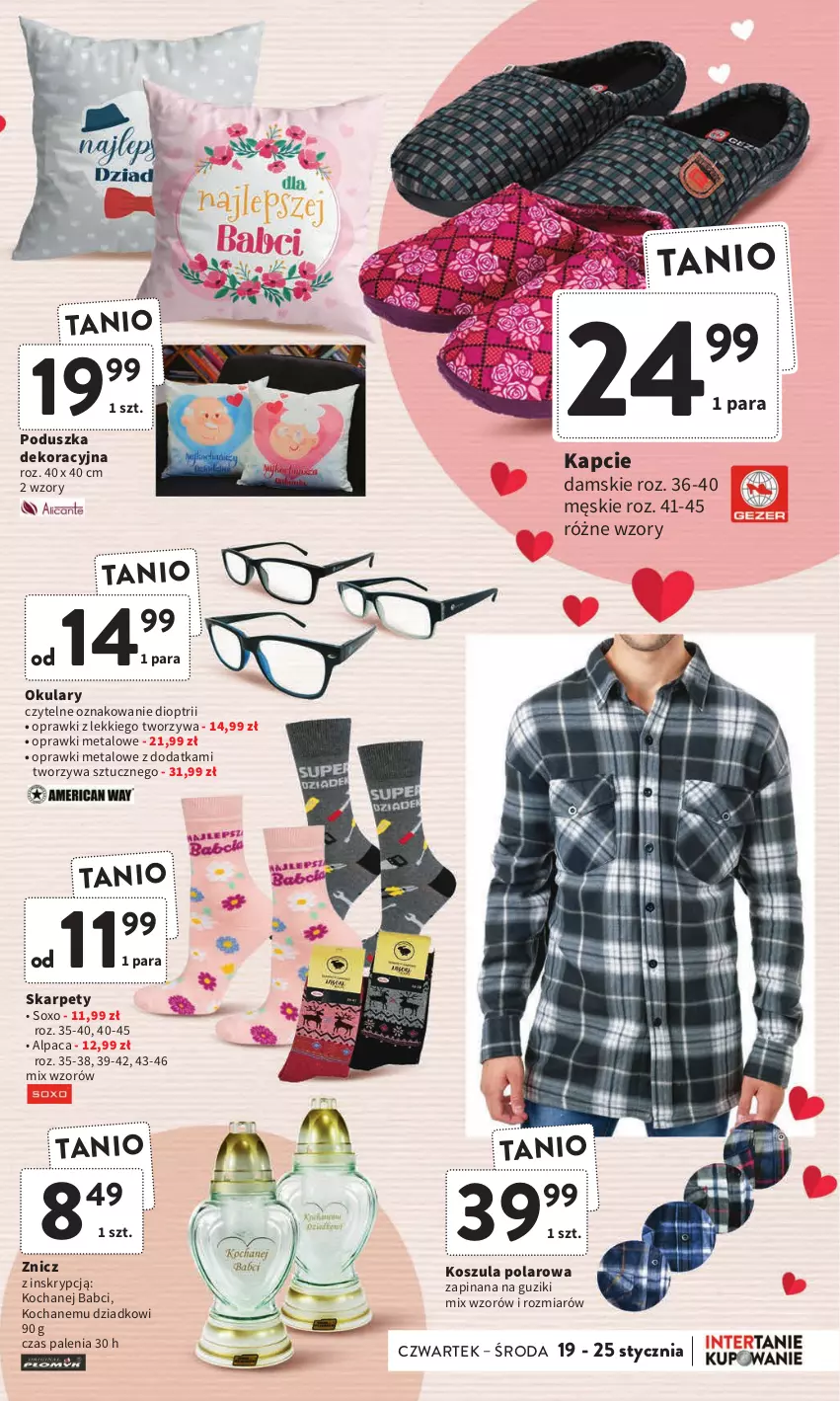 Gazetka promocyjna Intermarche - Gazetka Intermarche - ważna 19.01 do 25.01.2023 - strona 5 - produkty: Kapcie, Karp, Koc, Kosz, Koszula, Poduszka, Poduszka dekoracyjna, Znicz