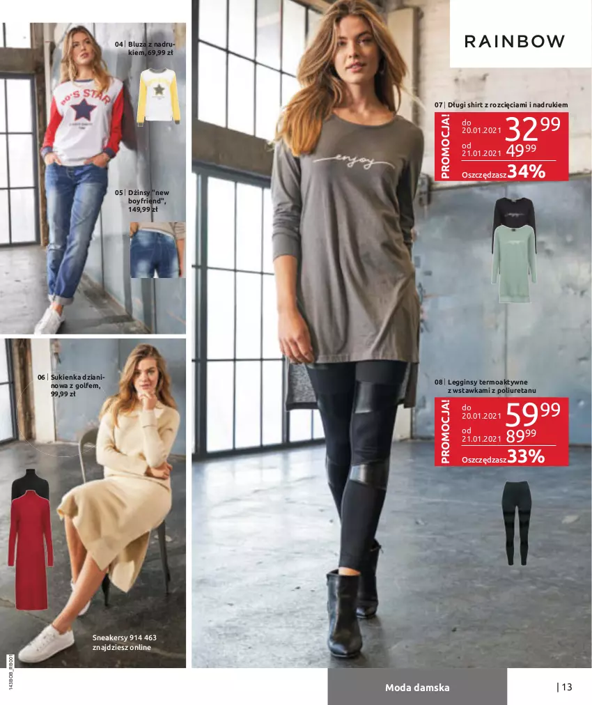 Gazetka promocyjna Bonprix - Best of - ważna 01.12.2020 do 31.01.2021 - strona 15 - produkty: Bluza, Długi shirt, Dżinsy, Gin, Legginsy, Moda, Sneakersy, Sukienka