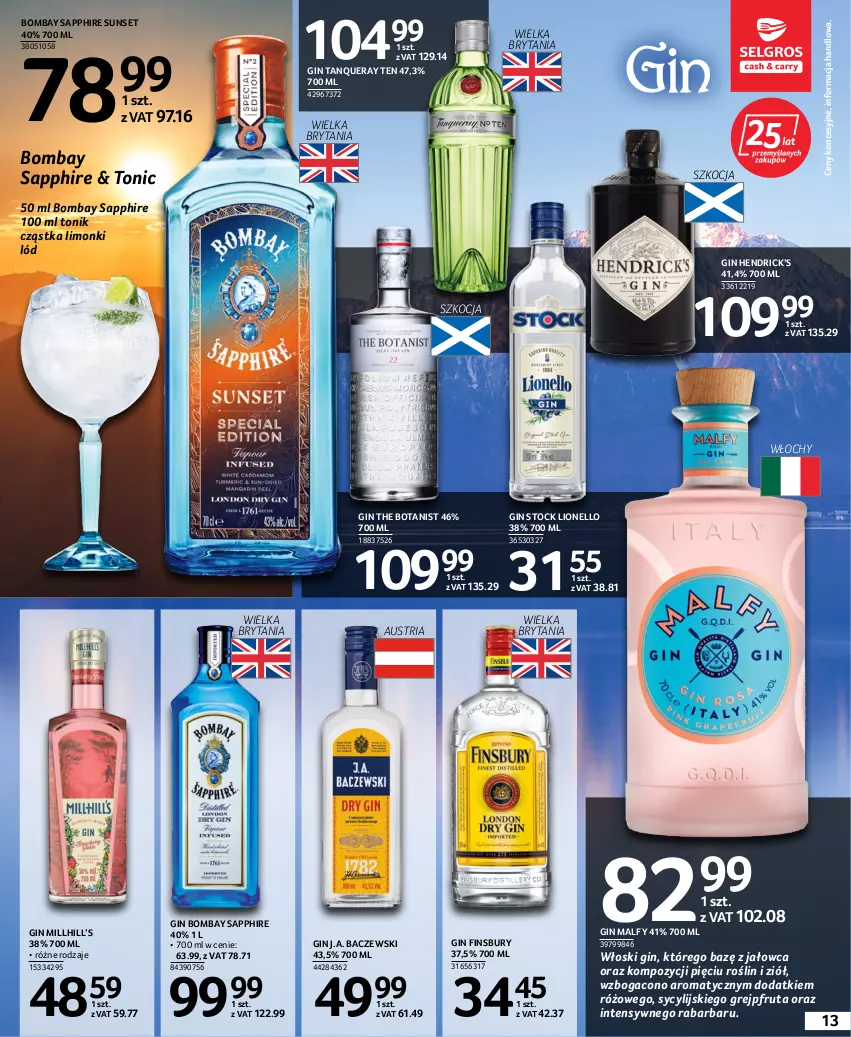 Gazetka promocyjna Selgros - Katalog Alkohole Mocne - ważna 25.08 do 07.09.2022 - strona 13 - produkty: Gin, Grejpfrut, Koc, Lion, Stock, Tonik