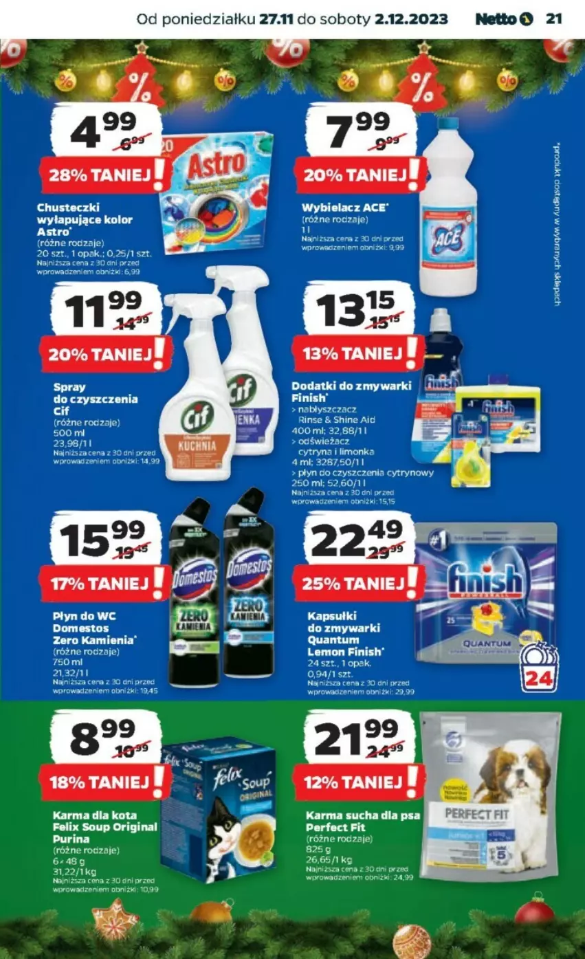 Gazetka promocyjna Netto - ważna 27.11 do 02.12.2023 - strona 14 - produkty: Cif, Domestos, Felix, Finish, Gin, Limonka, Płyn do wc, Zmywarki