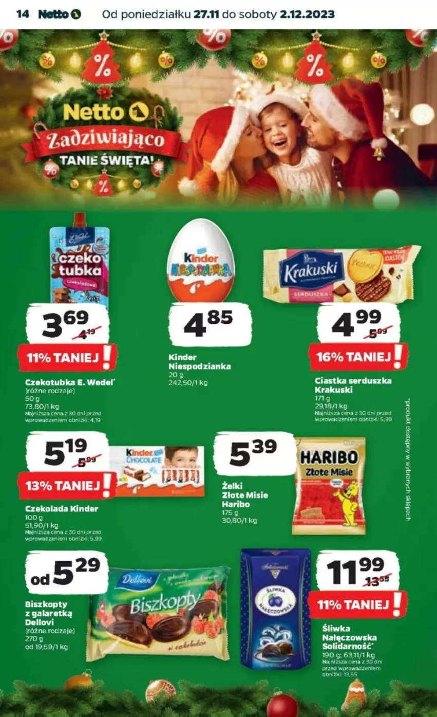 Gazetka promocyjna Netto - ważna 27.11 do 02.12.2023 - strona 6 - produkty: Biszkopty, E. Wedel, Fa, Gala, Kinder, Krakus, Krakuski