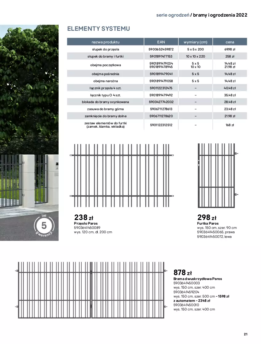Gazetka promocyjna Castorama - Przewodnik Bramy i ogrodzenia 2022 - ważna 01.03 do 30.09.2022 - strona 21 - produkty: Astor, Cynk, Intel, Klamka, Rama, Ser, Słupek