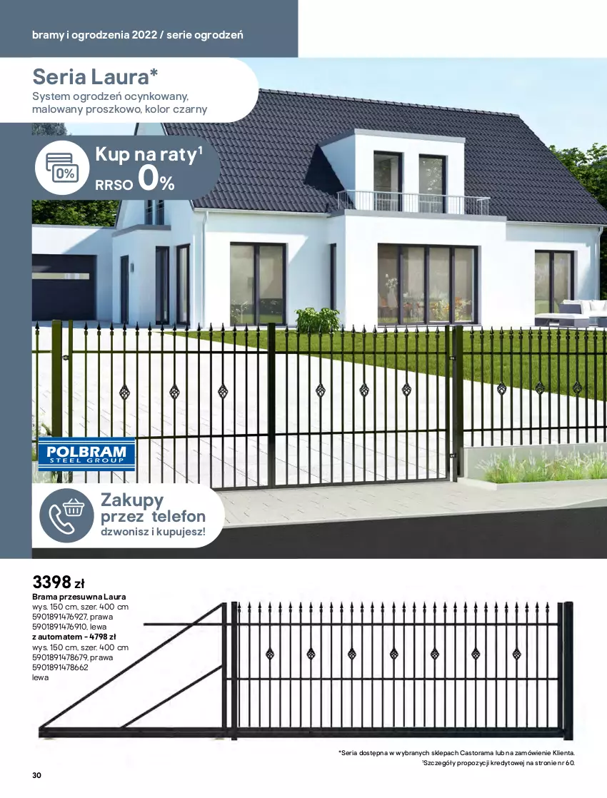 Gazetka promocyjna Castorama - Przewodnik Bramy i ogrodzenia 2022 - ważna 01.03 do 30.09.2022 - strona 30 - produkty: Astor, Cynk, Klamka, Laur, Rama, Ser, Słupek, Telefon