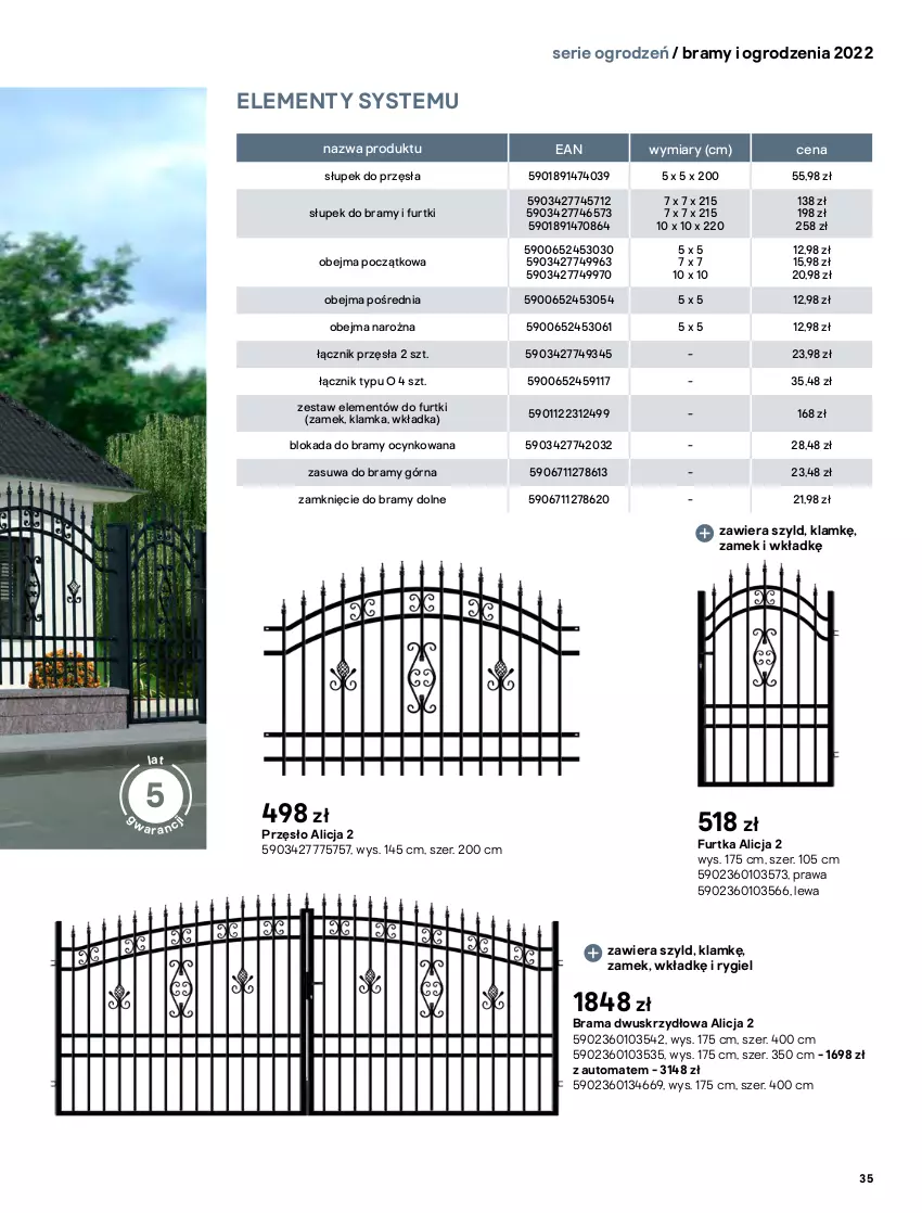 Gazetka promocyjna Castorama - Przewodnik Bramy i ogrodzenia 2022 - ważna 01.03 do 30.09.2022 - strona 35 - produkty: Cynk, Intel, Klamka, Rama, Ser, Słupek