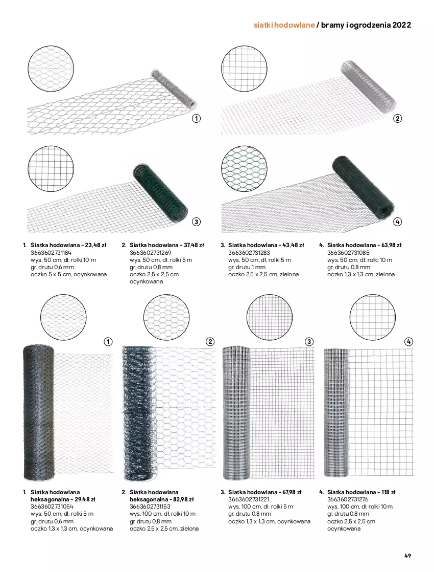 Gazetka promocyjna Castorama - Przewodnik Bramy i ogrodzenia 2022 - ważna 01.03 do 30.09.2022 - strona 49 - produkty: Astor, Cynk, LANA, Rama, Rolki, Siatka, Sok