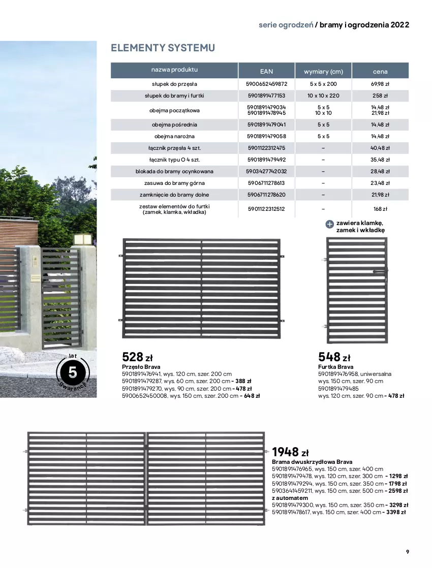 Gazetka promocyjna Castorama - Przewodnik Bramy i ogrodzenia 2022 - ważna 01.03 do 30.09.2022 - strona 9 - produkty: Cynk, Intel, Klamka, Rama, Ser, Słupek