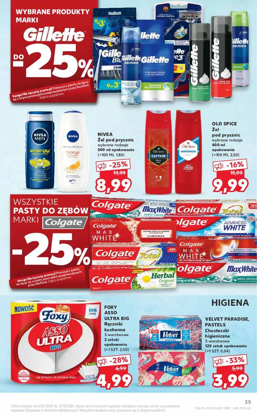 Gazetka promocyjna Kaufland - Promocje tygodnia - ważna 21.01 do 27.01.2021 - strona 35 - produkty: Chusteczki, Foxy, Nivea, Old Spice, Ręcznik, Velvet, Waga