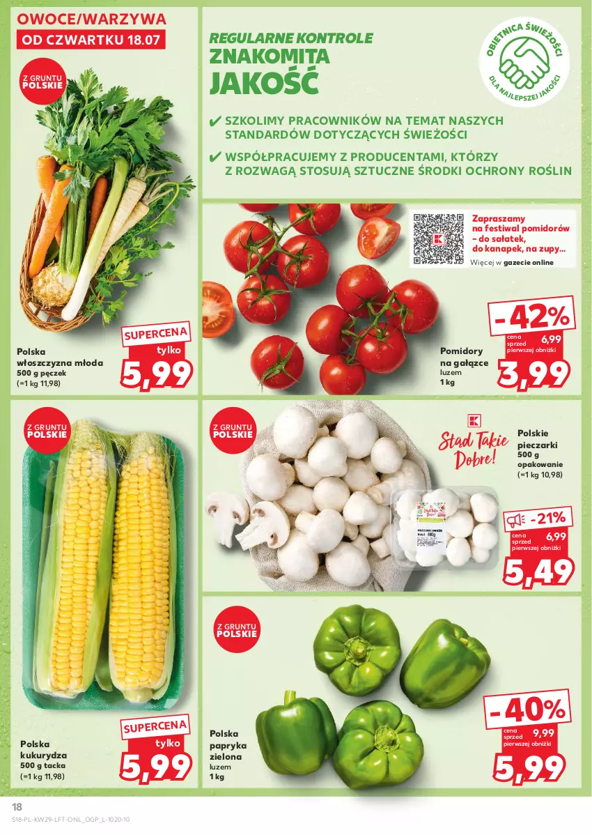 Gazetka promocyjna Kaufland - Gazetka tygodnia - ważna 18.07 do 24.07.2024 - strona 18 - produkty: Grunt, Kukurydza, Owoce, Papryka, Piec, Pomidory, Sałat, Warzywa