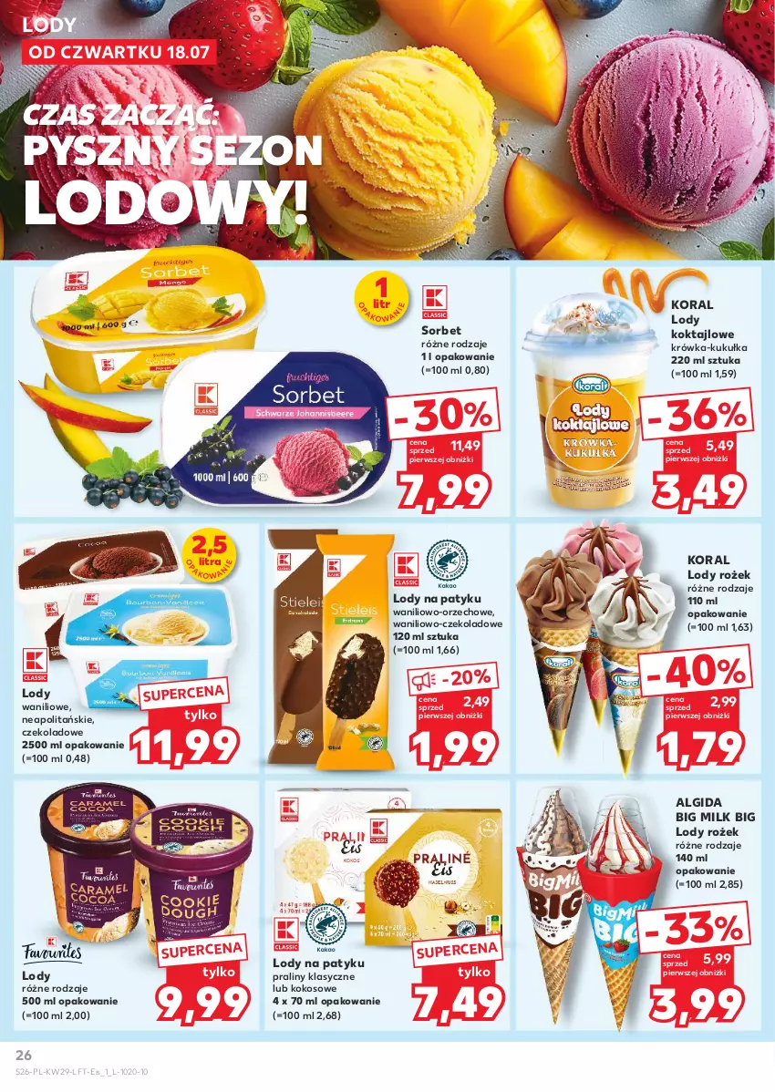 Gazetka promocyjna Kaufland - Gazetka tygodnia - ważna 18.07 do 24.07.2024 - strona 26 - produkty: Algida, Big Milk, Kokos, LG, Lody, Praliny