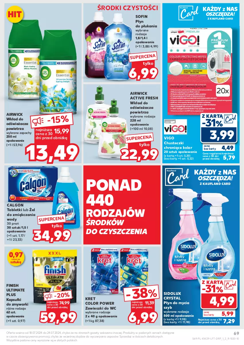 Gazetka promocyjna Kaufland - Gazetka tygodnia - ważna 18.07 do 24.07.2024 - strona 69 - produkty: Calgon, Chusteczki, Finish, Kret, LG, Płyn do mycia, Płyn do płukania, Sidolux, Tablet, Zawieszki, Zmywarki