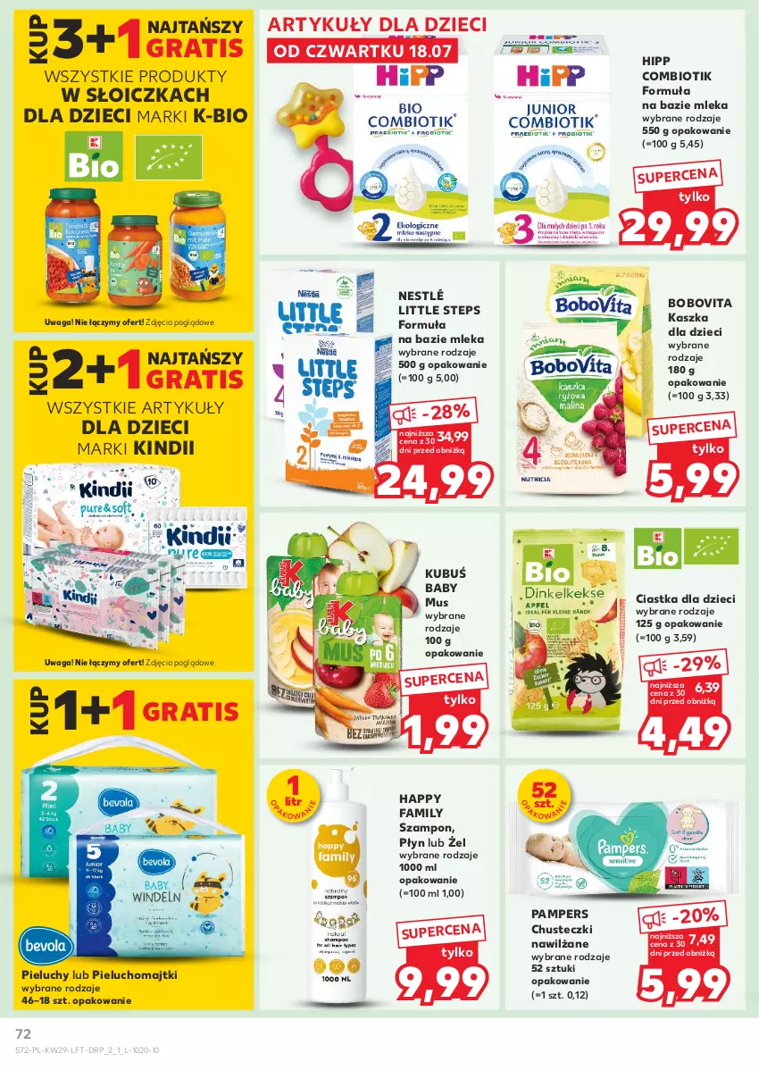 Gazetka promocyjna Kaufland - Gazetka tygodnia - ważna 18.07 do 24.07.2024 - strona 72 - produkty: BoboVita, Chusteczki, Ciastka, Dzieci, Fa, Gra, HiPP, Kindii, Kubuś, Majtki, Mus, Nestlé, Pampers, Pieluchomajtki, Pieluchy, Szampon, Waga