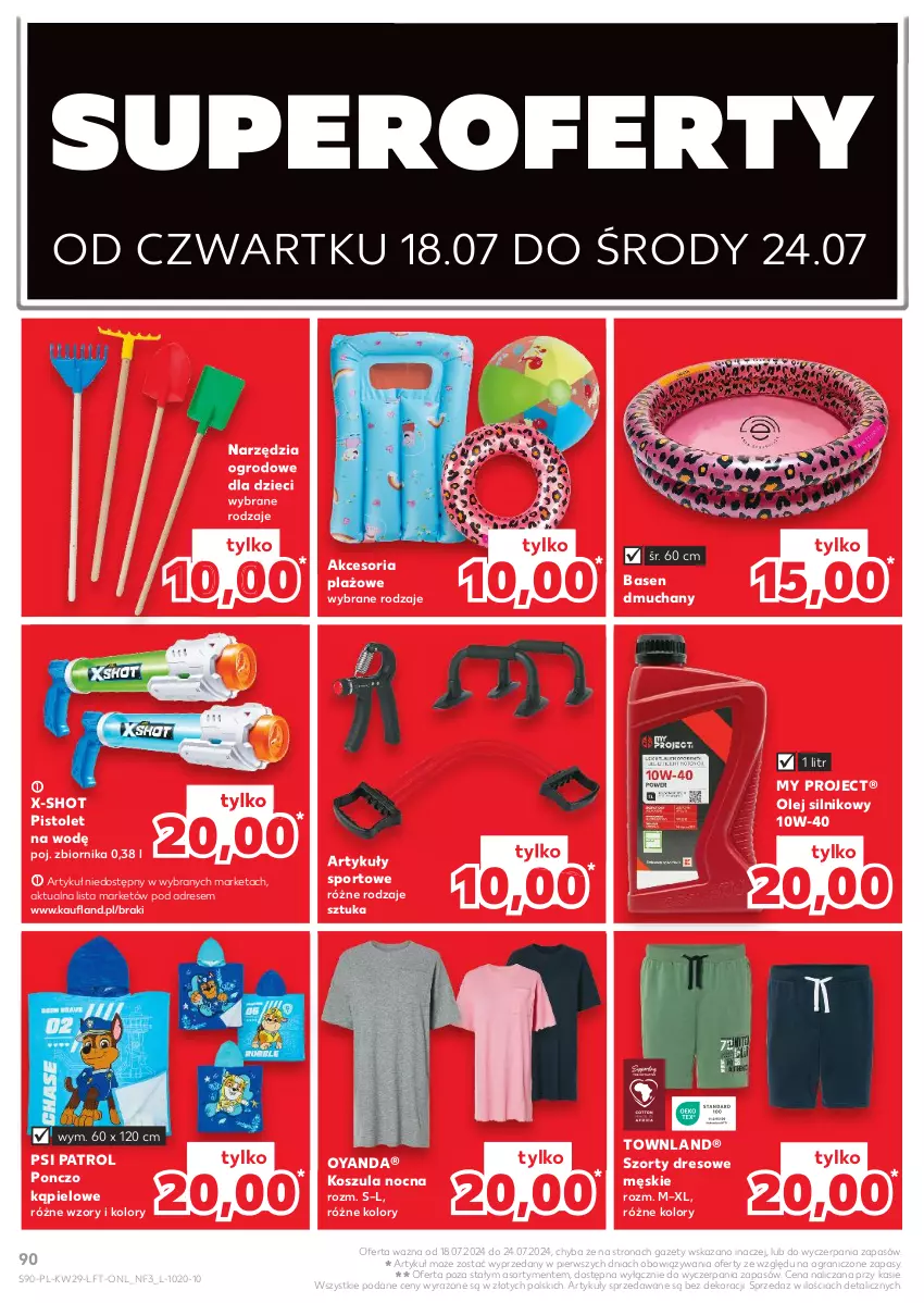 Gazetka promocyjna Kaufland - Gazetka tygodnia - ważna 18.07 do 24.07.2024 - strona 90 - produkty: Dres, Dzieci, Gra, Kosz, Koszula, Koszula nocna, Olej, Olej silnikowy, Pistolet, Ponczo, Por, Psi Patrol, Sport, Szorty