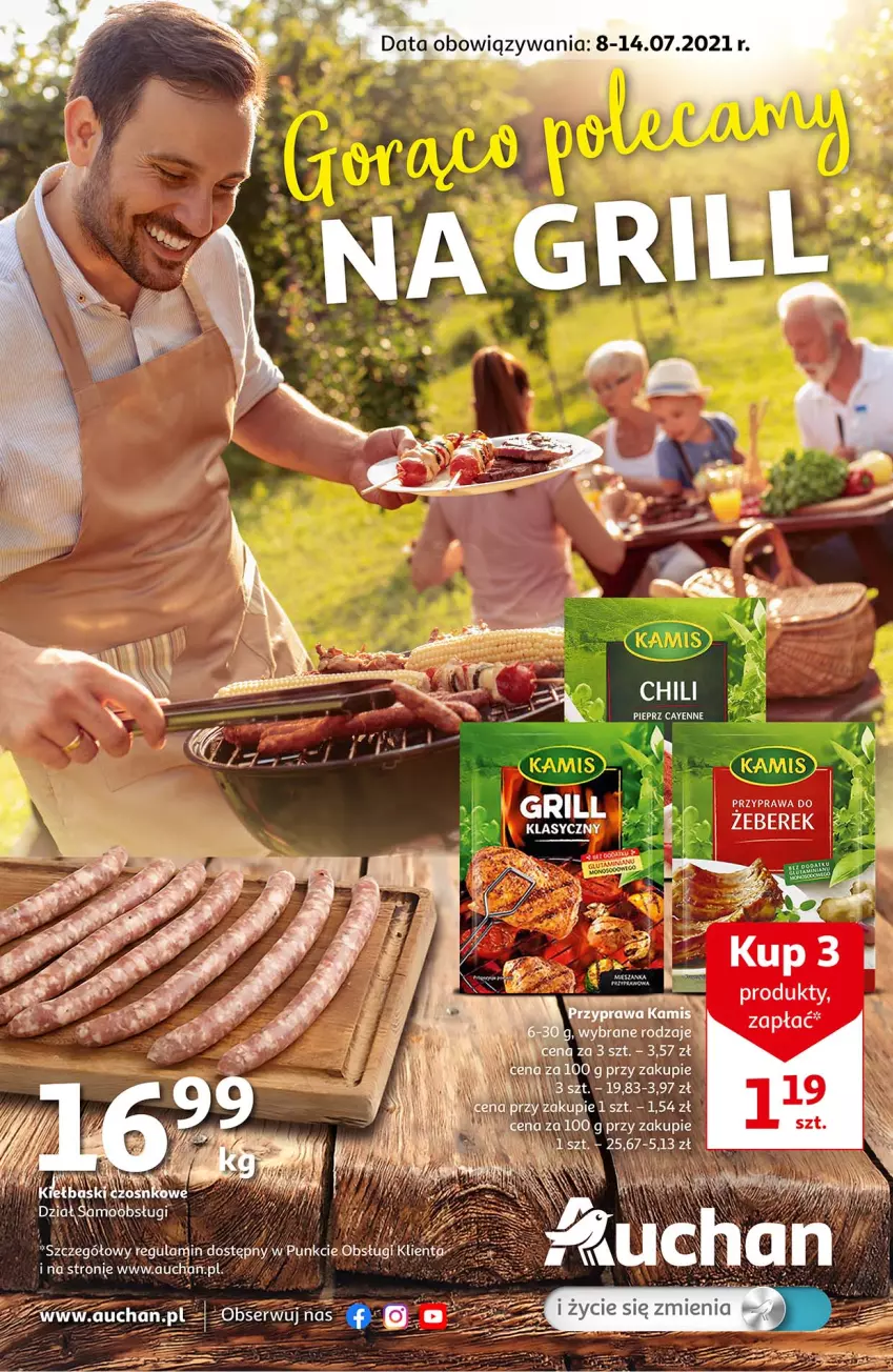 Gazetka promocyjna Auchan - Gorąco polecamy na grill Hipermarkety - ważna 08.07 do 14.07.2021 - strona 1 - produkty: Pieprz, Ser