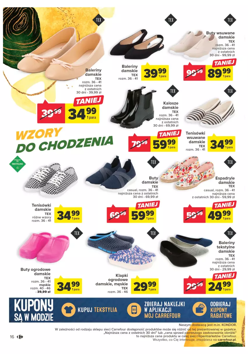 Gazetka promocyjna Carrefour - Gazetka Sztuka jest na Tobie - ważna 11.04 do 22.04.2023 - strona 16 - produkty: Baleriny, Buty, Buty ogrodowe, Klapki, Tenisówki