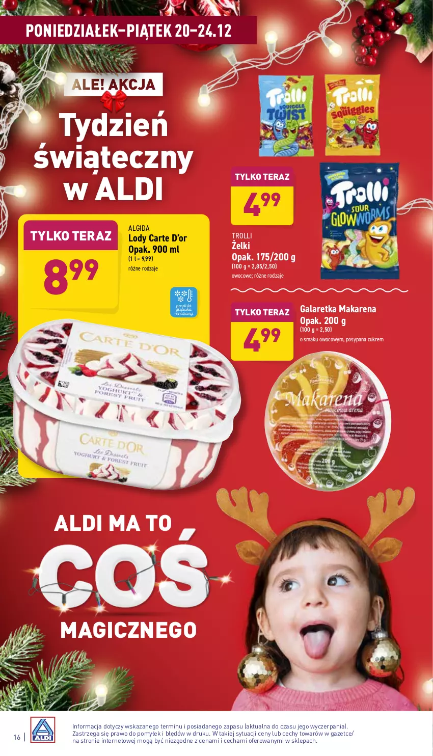 Gazetka promocyjna Aldi - Pełny katalog - ważna 20.12 do 24.12.2021 - strona 16 - produkty: Algida, Gala, Galaretka, LG, Lody, Tera