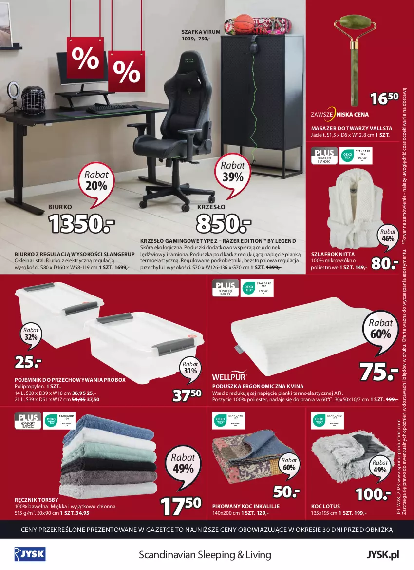 Gazetka promocyjna Jysk - Oferta tygodnia - ważna 21.06 do 25.07.2023 - strona 17 - produkty: Biurko, Inka, Koc, Krzesło, Masażer, Poduszka, Poduszka pod kark, Pojemnik, Pojemnik do przechowywania, Razer, Ręcznik, Rum, Sok, Szafka, Szlafrok, Top, Wełna