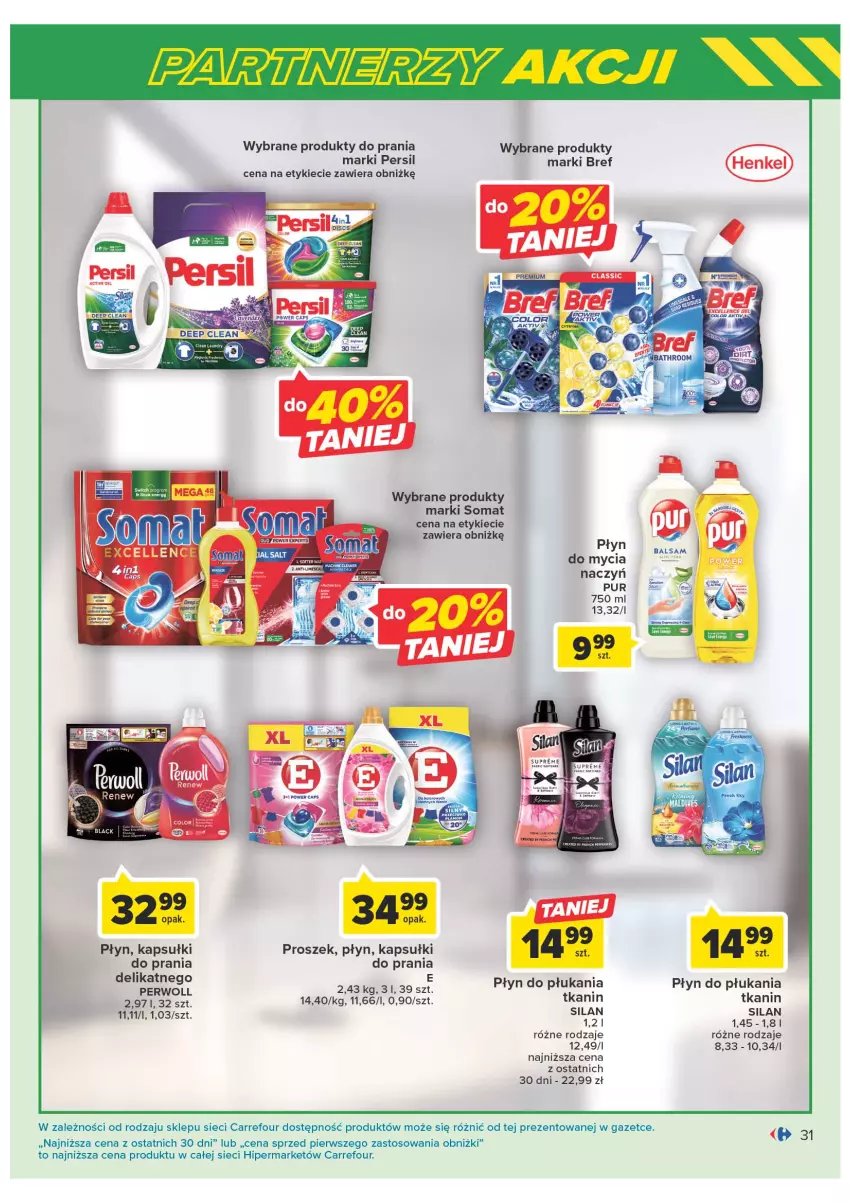 Gazetka promocyjna Carrefour - Gazetka Marki znane i lubiane - ważna 09.05 do 27.05.2023 - strona 31 - produkty: Bref, Persil, Perwoll, Płyn do płukania, Pur, Silan, Somat