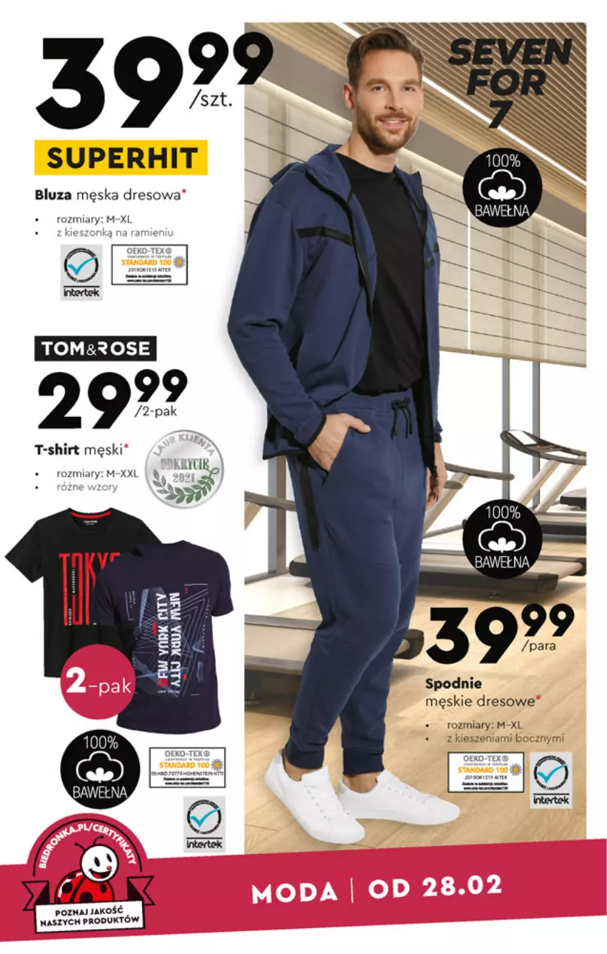 Gazetka promocyjna Biedronka - Okazje tygodnia - ważna 28.02 do 16.03.2022 - strona 8 - produkty: Bluza, Dres, Fa, Sok, Spodnie, T-shirt, Wełna