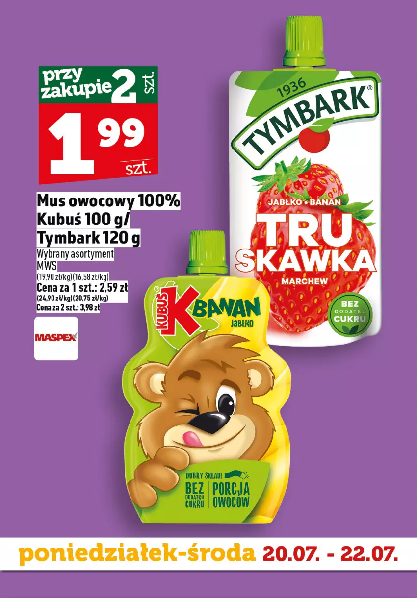 Gazetka promocyjna Topaz - Gazetka - ważna 20.07 do 22.07.2026 - strona 5 - produkty: Kubuś, Mus, Tymbark