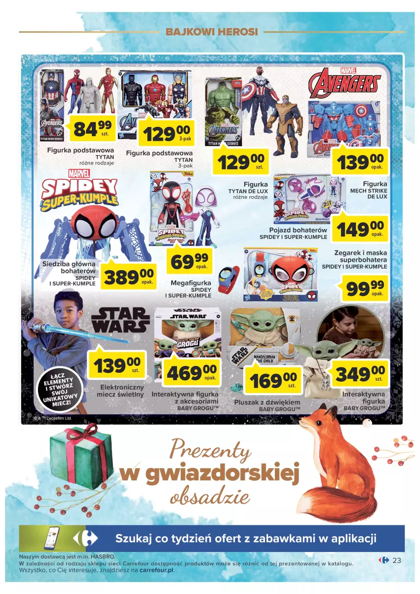 Gazetka promocyjna Carrefour - Gazetka Zabawki część 2 - ważna 29.11 do 24.12.2022 - strona 23 - produkty: Figurka podstawowa, Hasbro, Maska, Miecz, Pluszak, Tera, Tytan, Zegar, Zegarek