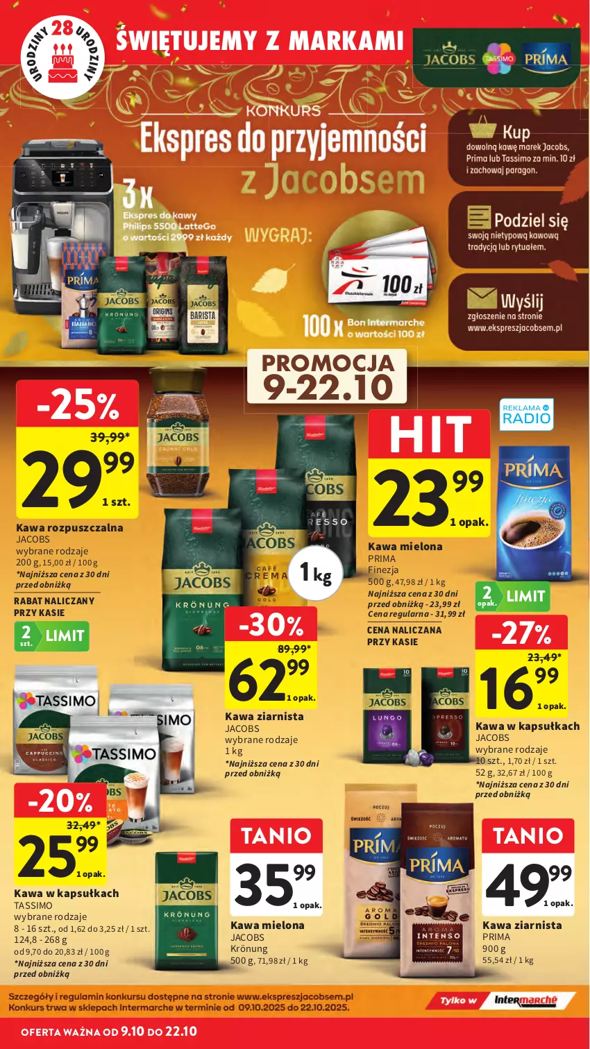 Gazetka promocyjna Intermarche - Gazetka Intermarche - ważna 09.10 do 15.10.2025 - strona 14 - produkty: Jacobs, Jacobs Krönung, Kawa, Kawa mielona, Kawa rozpuszczalna, Kawa ziarnista, Prima, Tassimo