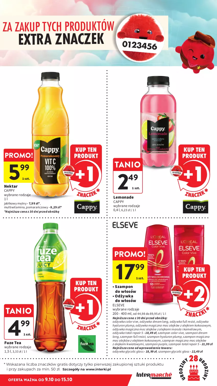 Gazetka promocyjna Intermarche - Gazetka Intermarche - ważna 09.10 do 15.10.2025 - strona 19 - produkty: Cappy, Elseve, Gra, Kokos, Nektar, Odżywka, Olej, Pur, Szampon