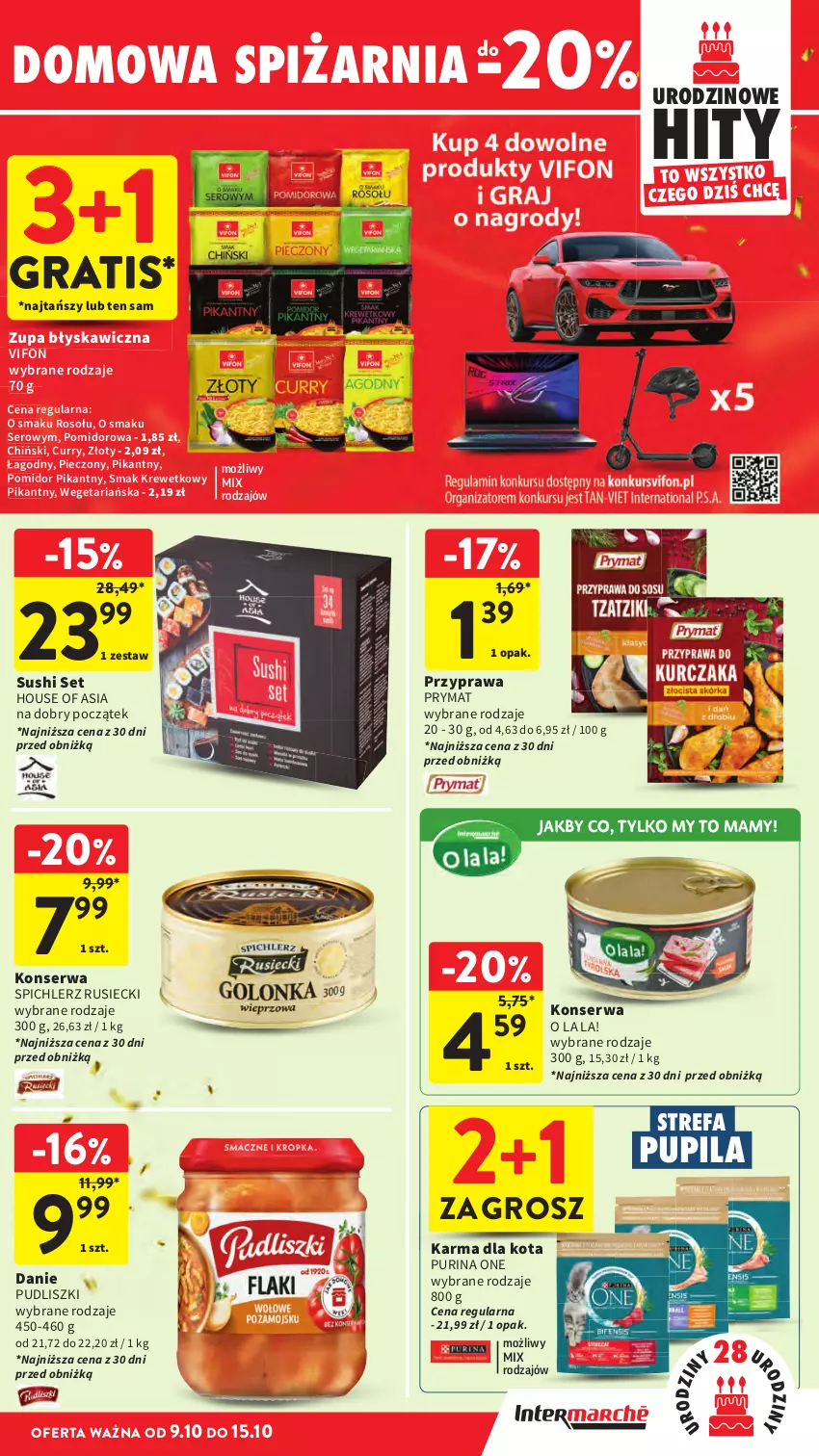 Gazetka promocyjna Intermarche - Gazetka Intermarche - ważna 09.10 do 15.10.2025 - strona 33 - produkty: Fa, Gra, House of Asia, Piec, Prymat, Pudliszki, Pur, Purina, Ser, Spichlerz Rusiecki, Sushi, Zupa