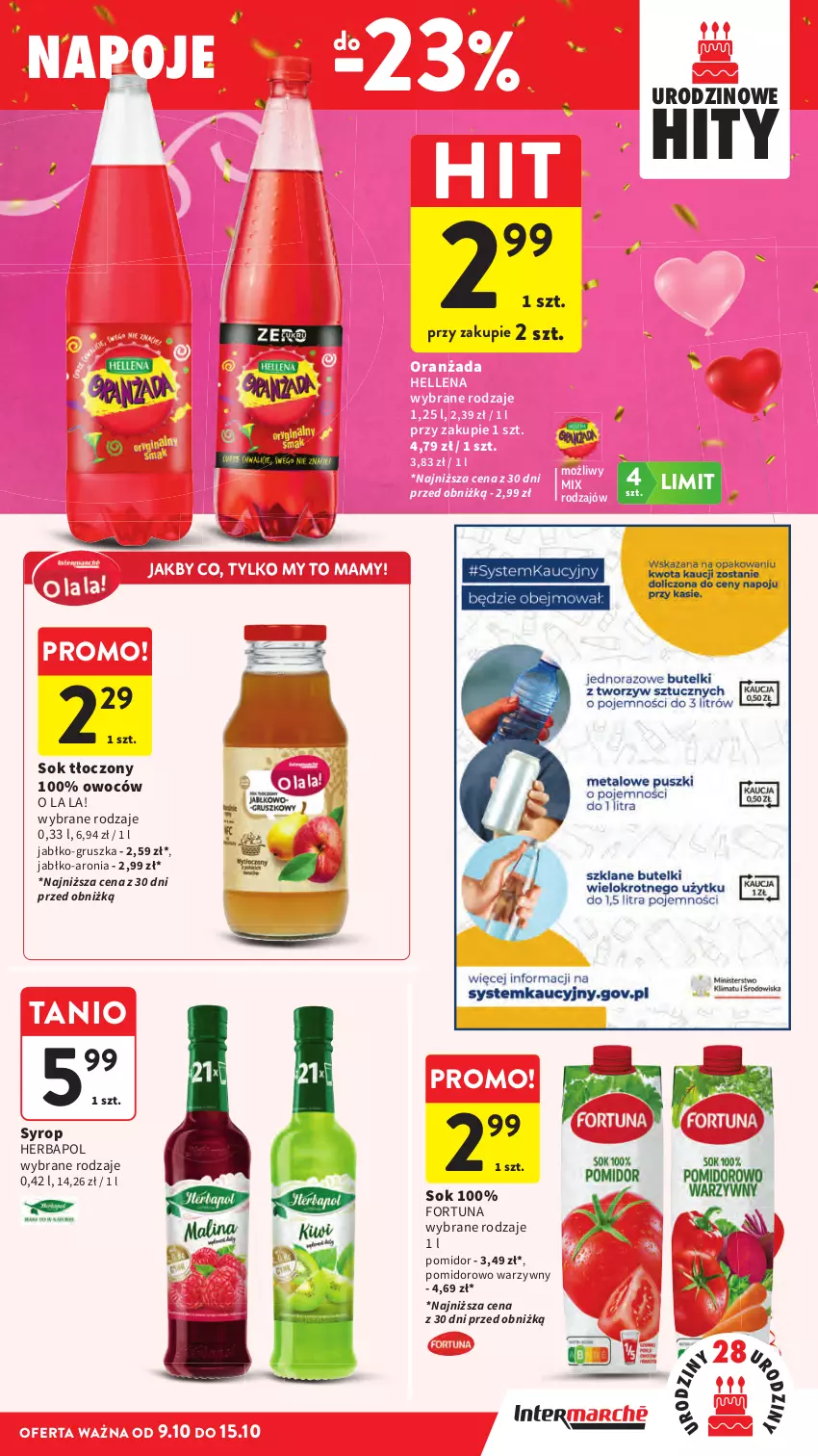 Gazetka promocyjna Intermarche - Gazetka Intermarche - ważna 09.10 do 15.10.2025 - strona 41 - produkty: Aronia, Fortuna, Hellena, Herbapol, Napoje, Oranżada, Sok, Syrop