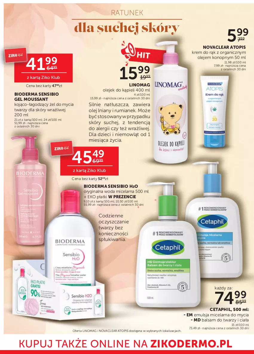 Gazetka promocyjna Ziko - Gazetka Ziko Dermo - ważna 24.08 do 06.09.2023 - strona 8 - produkty: Bioderma, Cetaphil, Dzieci, Emulsja, Gin, Krem do rąk, Linomag, Olej, Rum, Top, Woda, Woda micelarna