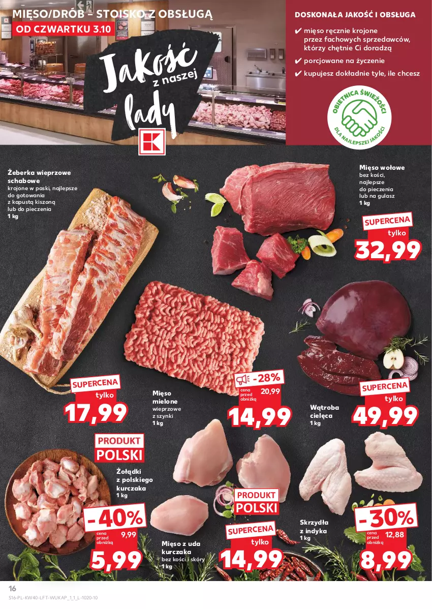 Gazetka promocyjna Kaufland - Gazetka tygodnia - ważna 03.10 do 09.10.2024 - strona 16 - produkty: Drób, Fa, Kapustą, Kurczak, Mięso, Mięso mielone, Mięso wołowe, Mięso z uda kurczaka, Piec, Por