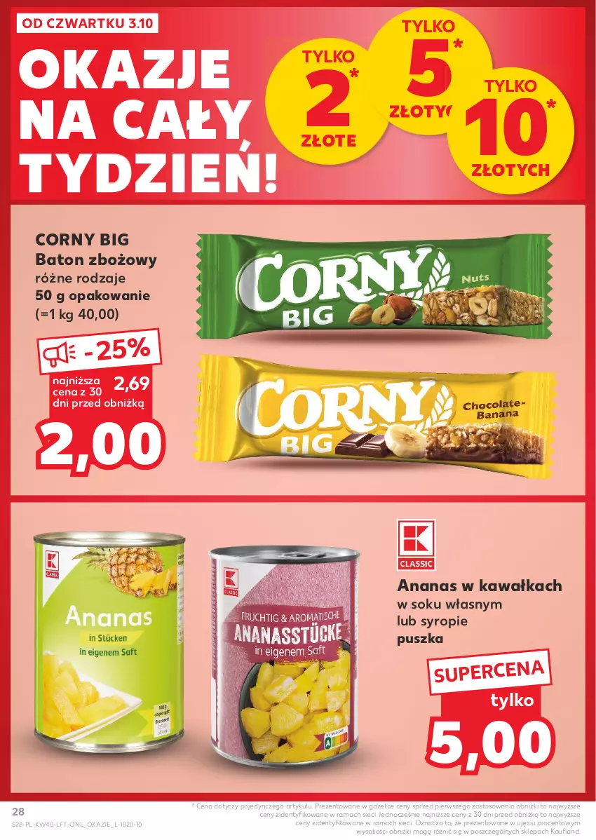 Gazetka promocyjna Kaufland - Gazetka tygodnia - ważna 03.10 do 09.10.2024 - strona 28 - produkty: Ananas, Baton, Kawa, Rama, Sok, Syrop