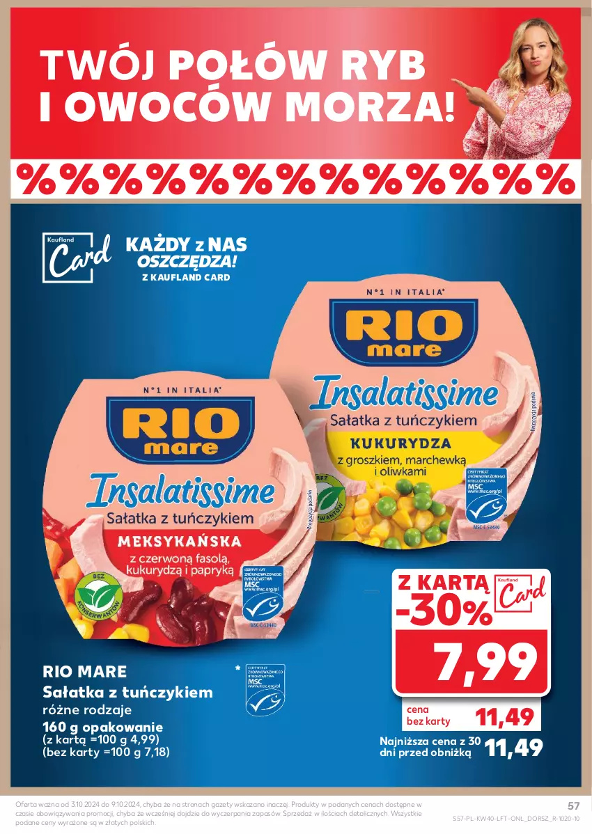 Gazetka promocyjna Kaufland - Gazetka tygodnia - ważna 03.10 do 09.10.2024 - strona 57 - produkty: Dorsz, Rio Mare, Sałat, Sałatka, Tuńczyk