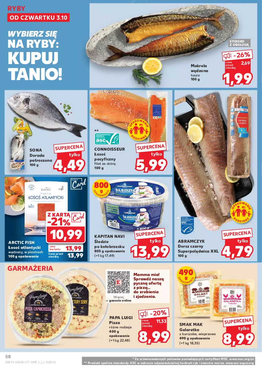 Gazetka promocyjna Kaufland - Gazetka tygodnia - ważna 03.10 do 09.10.2024 - strona 58 - produkty: Dorsz, Gala, Galaretka, Kurczak, Pizza, Polędwica, Tusz