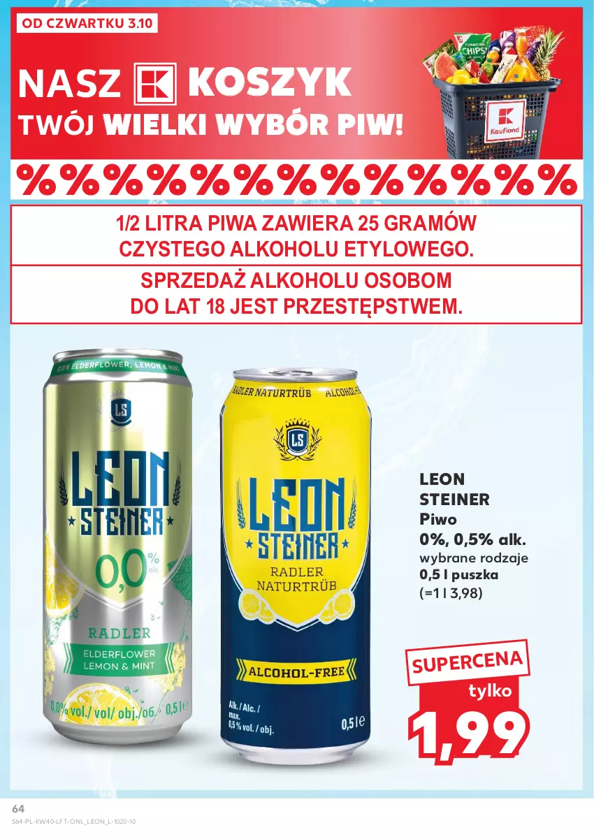 Gazetka promocyjna Kaufland - Gazetka tygodnia - ważna 03.10 do 09.10.2024 - strona 64 - produkty: Gra, Kosz, Leon, Piwa, Piwo