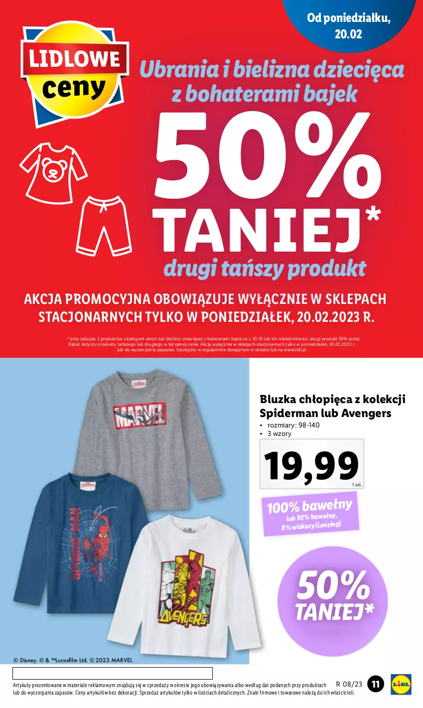 Gazetka promocyjna Lidl - GAZETKA - ważna 20.02 do 25.02.2023 - strona 13 - produkty: Avengers, Bielizna, Disney, Dzieci, Spiderman, Tera, Ubrania