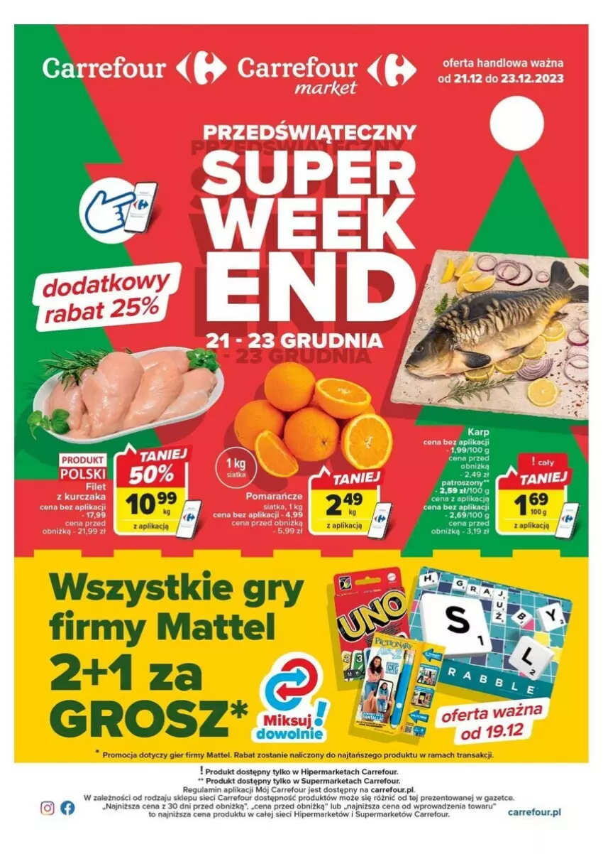 Gazetka promocyjna Carrefour - ważna 21.12 do 23.12.2023 - strona 1 - produkty: Gry, Mattel, Rama, Tran